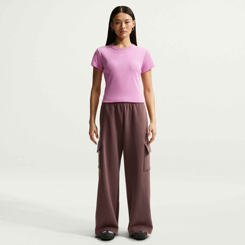 Nike W Nsw Rib  Tght Ss Tee - lt magenta/white