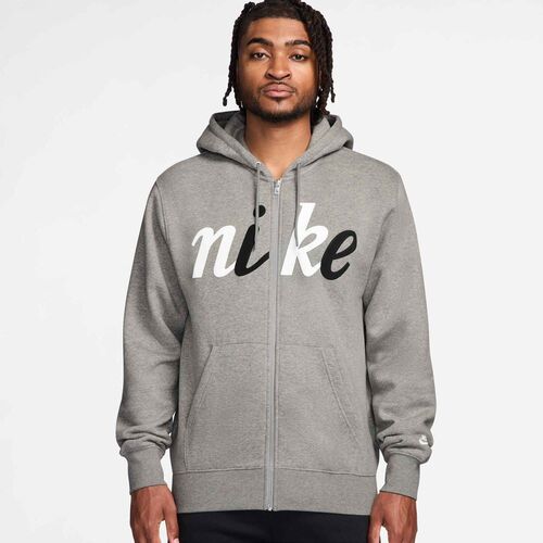 Nike M Nk Club Bb Fz Hood Ctb - dk grey heather/lt smoke grey/white