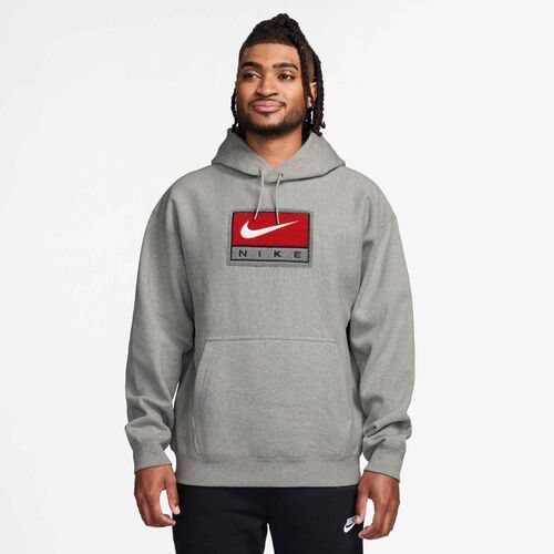 Nike M Nl Solo Swsh Po Hoodie Gfx - dk grey heather/white