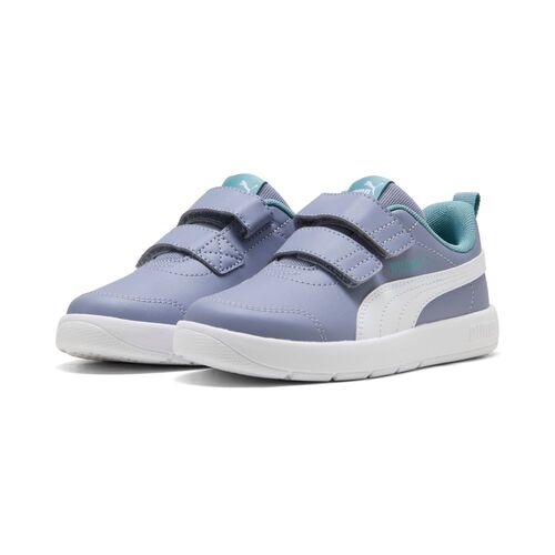 Puma Courtflex V3 V PS - Gray Sky-PUMA White-Baltic Sea Blue