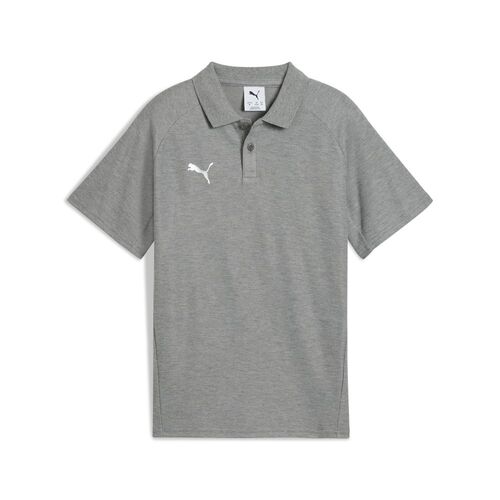Puma teamEVOSTRIPE Polo Jr - Medium Gray Heather-PUMA Silver-PUMA White