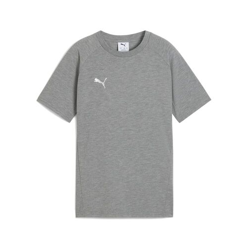 Puma teamEVOSTRIPE Tee Jr - Medium Gray Heather-PUMA Silver-PUMA White