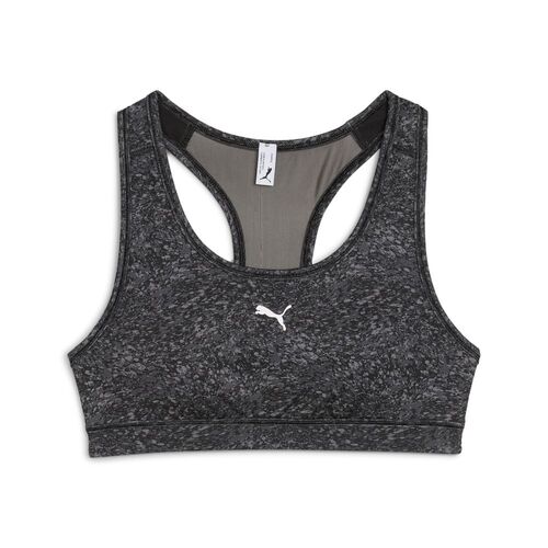 Puma 4KEEPS BRA - PADDED - PEBBLE PRINT - Cool Dark Gray