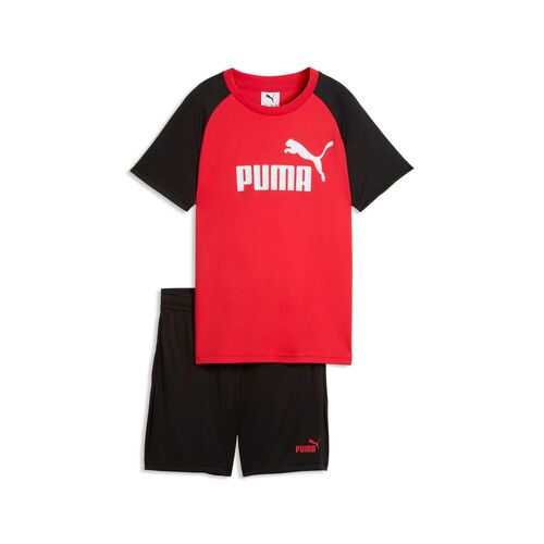 Puma ESS No.1 Logo Poly Tee and Shorts Set B - For All Time Red
