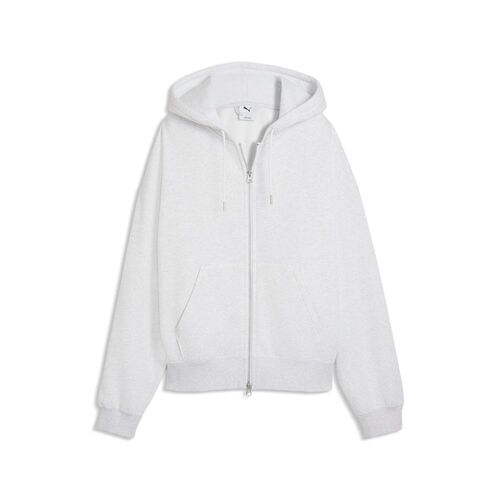 Puma ESS Short Oversized Full-Zip Hoodie FL - White Glow Heather