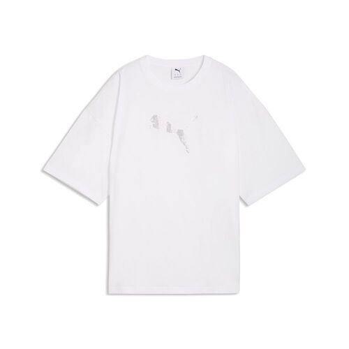 Puma ESS GRAPHICS LEO LUXE Bedazzled Oversized Tee - PUMA White