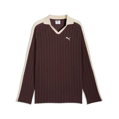 Puma T7 Relaxed Long Sleeve Polo - Chocolate Brown