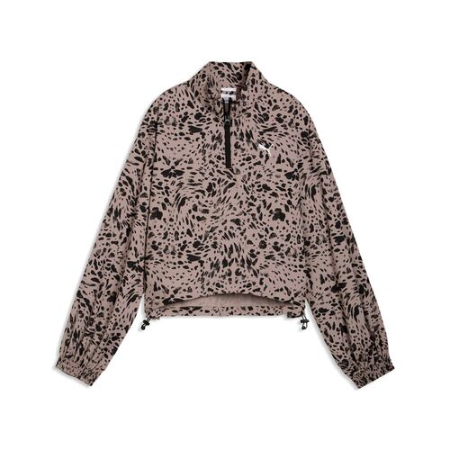 Puma ESS  GRAPHIC Animal Relaxed AOP Woven Half-Zip - Sandstone