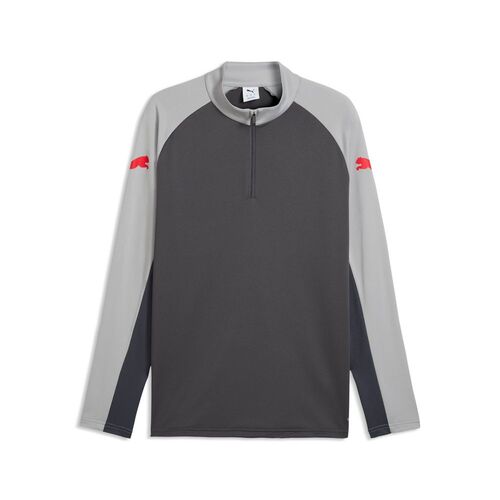 Puma IndividualLIGA 1/4 Zip Top - Dusky Gray-PUMA Red-Gray Echo