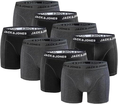JACK & JONES Herren Unterhosen-Pack Trunks 8er Pack 12259926, Dark Grey Melange/Mix 8