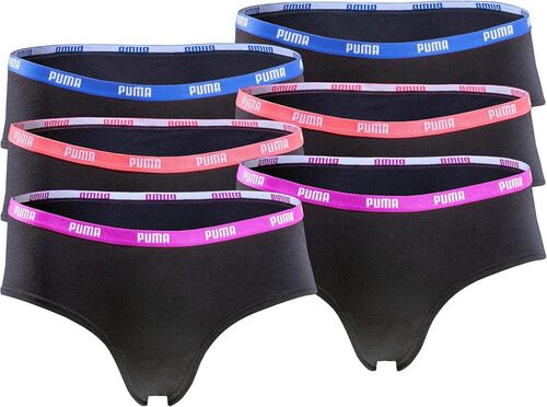Puma Damen Unterhosen 6er Pack Slips, Hipster, Mini-Short, String Black Statement Edition