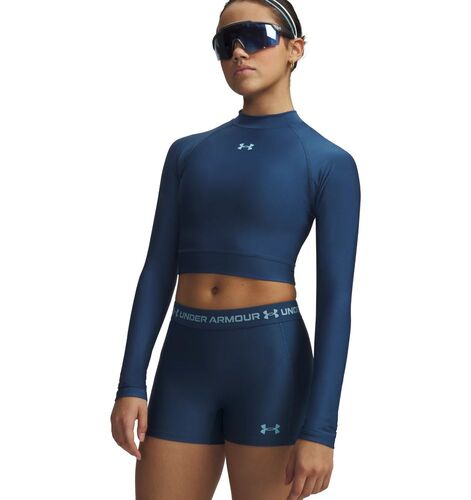 Under Armour Heatgear Crop Mock Ls - wham blue