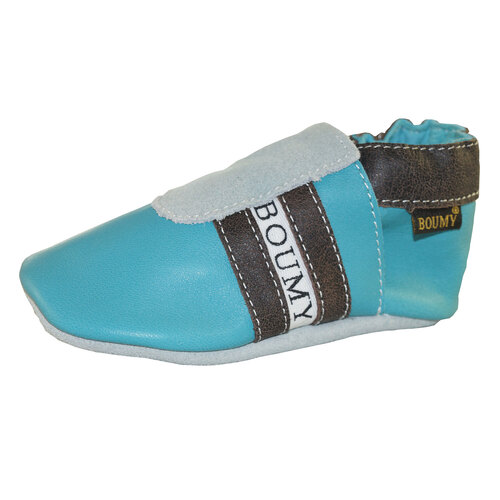 Boumy Trackshoe Leder Krabbelschuhe Lauflernschuhe Babyschuhe t�rkis/braun/grau 2316
