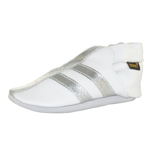 Boumy Krabbelschuhe Lauflernschuhe Babyschuhe Leder wei�/silber 2116