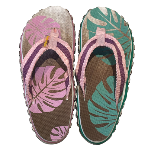 Beach Religion Leaf Zehentrenner Badeschuhe Badelatschen rosa/t�rkis/braun