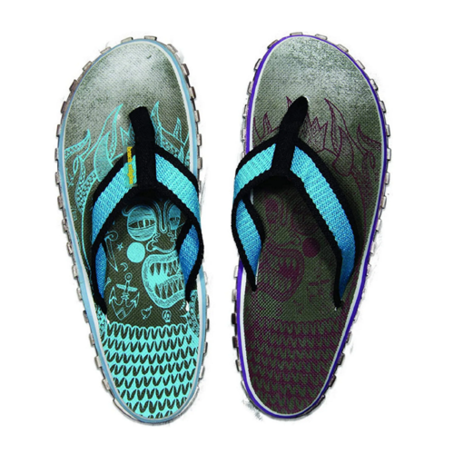 Beach Religion Scary Monster Zehentrenner Badeschuhe Badelatschen blau/schwarz/lila