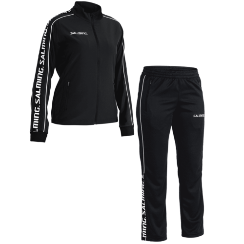 Salming Delta Damen Track Suit Trainingsanzug Jogginganzug Jacke + Hose schwarz/wei� 1198726-0101 / 1198727-0101