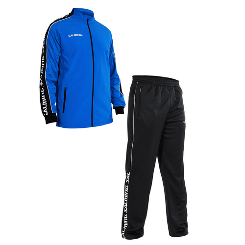 Salming Delta Track Suit Jr Kinder Trainingsanzug Jogginganzug Jacke + Hose blau/schwarz 1198740-0303 / 1198741-0101