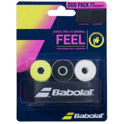 Babolat Pack Syntec Pro Ersatzgriffband X1 + VS Original Overgrip X3 Set schwarz/gelb/wei� 670071-369