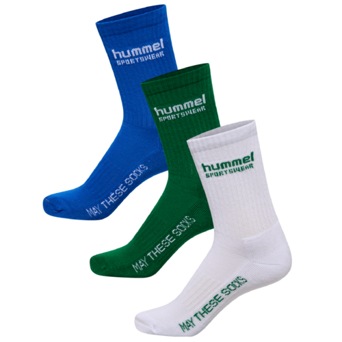 Hummel 3er Pack Socks Sportswear Sportsocken Socken Handballsocken wei�/blau/gr�n 225371-7513