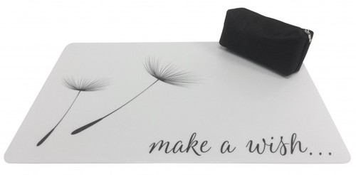 Schreibtischunterlagen Set Motiv  Make a wish  wei 40 x 60 cm mit schwarzem Stiftemppchen 