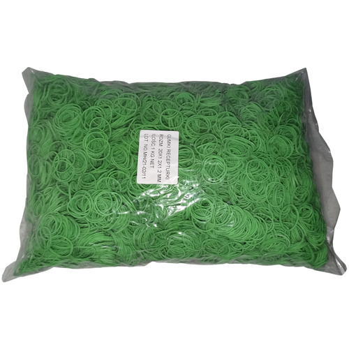 1 Kg Gummiringe Gummib�nder gr�n 20 mm � 1,2 x 1,2 mm breit