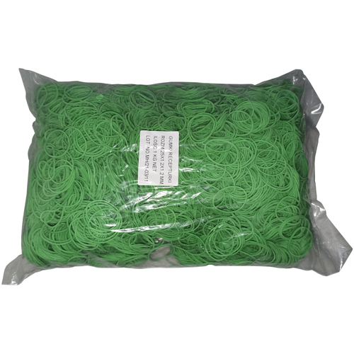 1 Kg Gummiringe Gummib�nder gr�n 25 mm � 1,2 x 1,2 mm breit