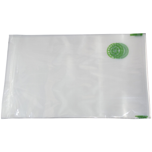 1000 Recyclat Flachbeutel transparent mit Recyclat-Logodruck 400x600 50m�