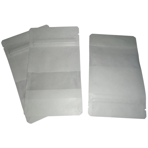 50 Aromabeutel mit Druckverschluss Standbodenbeutel und Fenster wei� 85x145mm