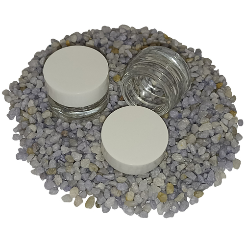 50 x Designer Glas Tiegel Diana Deckel wei� 4ml Geldosen Leer