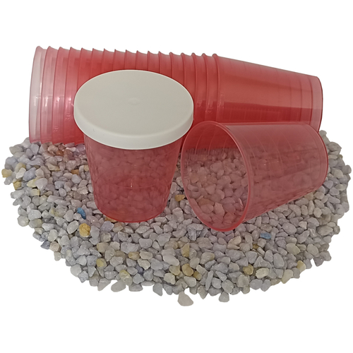 75 Einmal-Medizinbecher Einnehmebecher Schnapsbecher rot mit wei�em Deckel 30ml