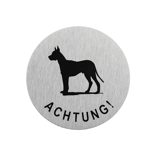 Aluminium T�rschild Achtung Hund �75mm
