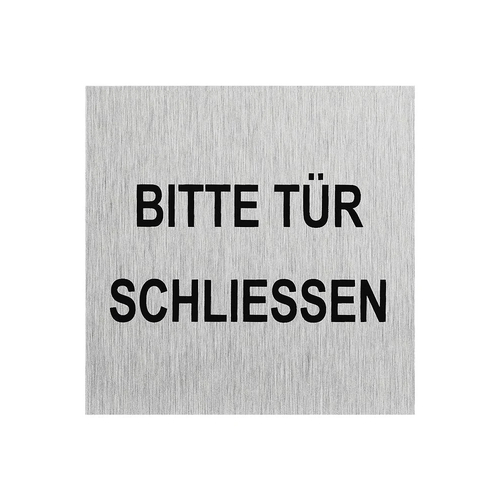 Aluminium T�rschild Bitte T�r schliessen 60x60mm