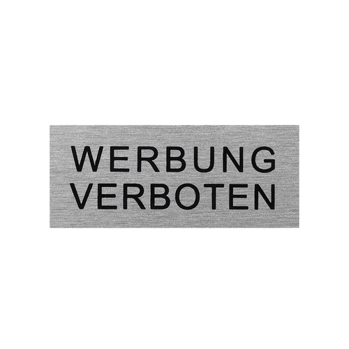 Aluminium T�rschild Werbung verboten 60x25mm
