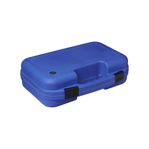 Aufbewahrungsbox f�r Zeltheringe blau mit B�rste