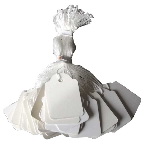 1000 H�ngeetikett 18 x 28 mm wei�er Faden Preisetiketten