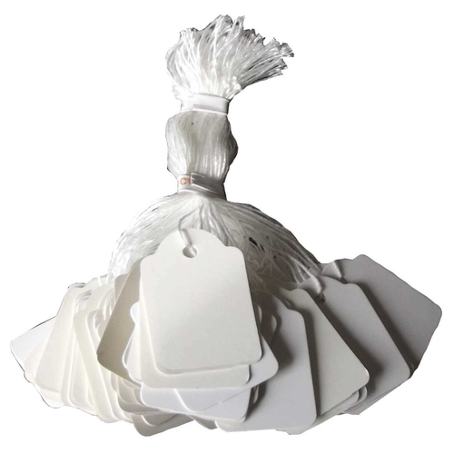 100 H�ngeetikett 32 x 50 mm Faden wei� Preisetiketten