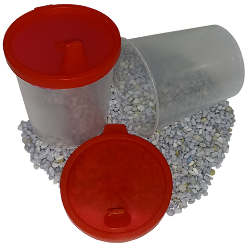 160 Urinprobenbecher m rotem Deckel und Ausguss Probebecher