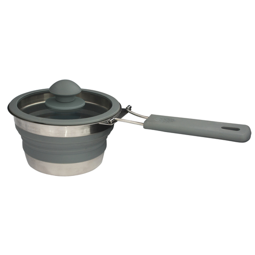 Pfanne mit Deckel und Faltgrip grau 1 Ltr Faltbar
