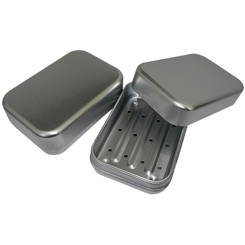 Seifendose Seifenaufbewahrung Aluminium Aluminiumdose schutzlackiert silber 3-teilig