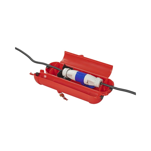 Sicherheitsbox fr CEE Stecker rot inkl. Vorhngeschloss + 3 Schlssel