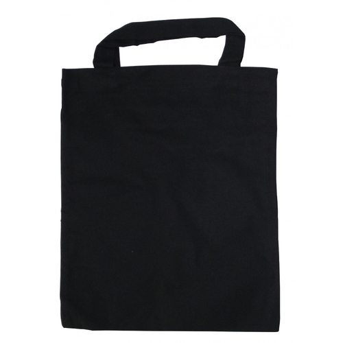 50 Baumwolltasche Mini schwarz 22x26 kurzer Henkel
