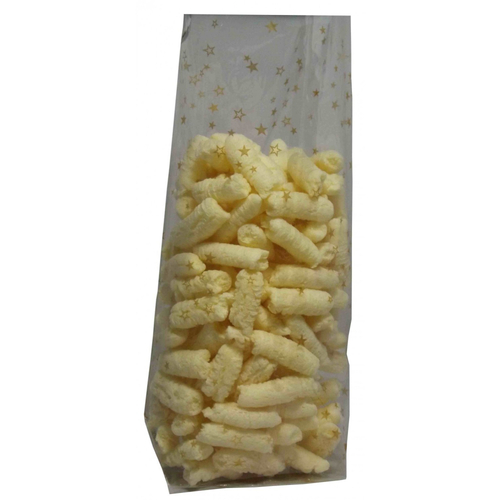 300 Cello Bodenbeutel Weihnachtsbeutel mit Sternen Gold 95x160mm