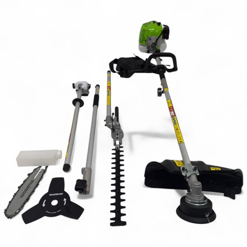 Benzin Motorsense 4in1 Multitool f�r Garten - Rasentrimmer, Heckenschere, Hochentaster, Kettens�ge