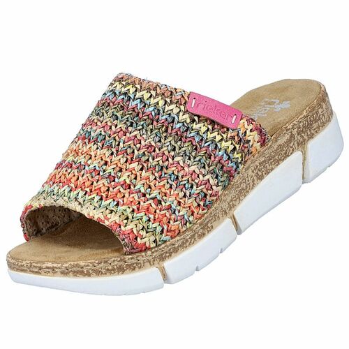 Rieker Damen Keil-Pantoletten Mehrfarbig