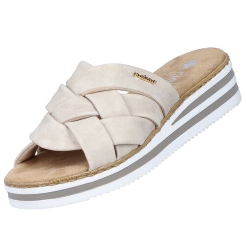 Rieker Damen Keil-Pantoletten Beige