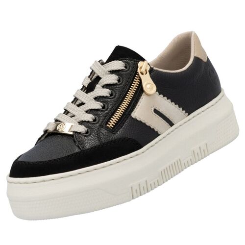Rieker Damen Plateau Leder Sneaker Schwarz