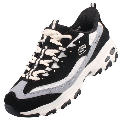 Skechers D�Lites Smooth Nostalgia Slip-ins Damen Sneaker Schwarz/Natur