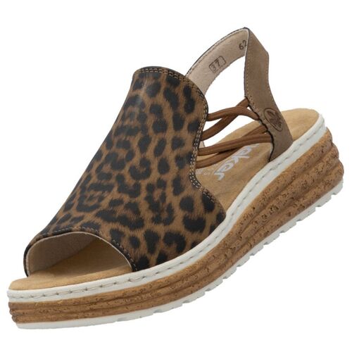 Rieker Damen Keil-Sandaletten Braun/Leopard