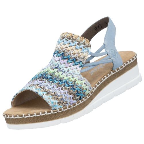Rieker Damen Sandalette Blau/Bunt